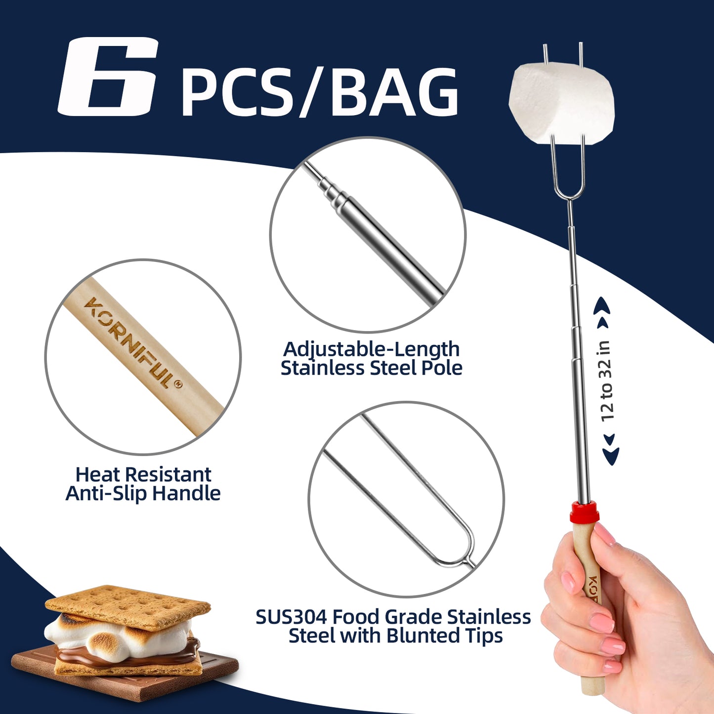 6 pack Smores Sticks for Fire Pit