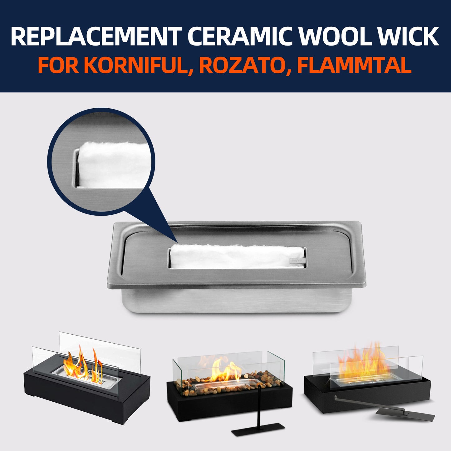 24 Pack Tabletop Fire Pit Ceramic Wool Wick