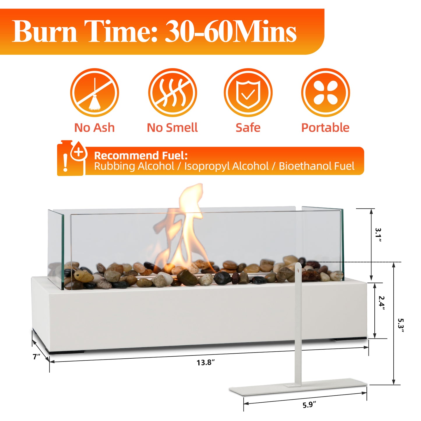 Tabletop Fire Pit with 4-Glass windshields