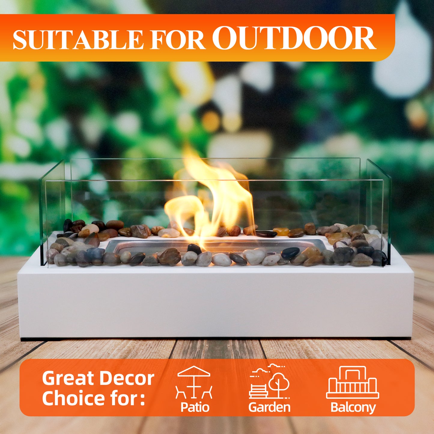 Tabletop Fire Pit with 4-Glass windshields
