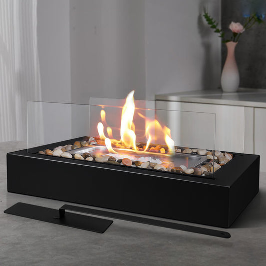 Tabletop Fire Pit with Stones Decorated