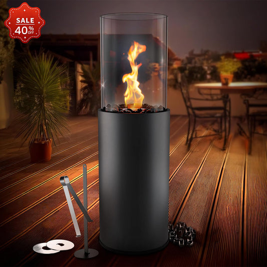 Large Standing fire Pit with Decorated Stones