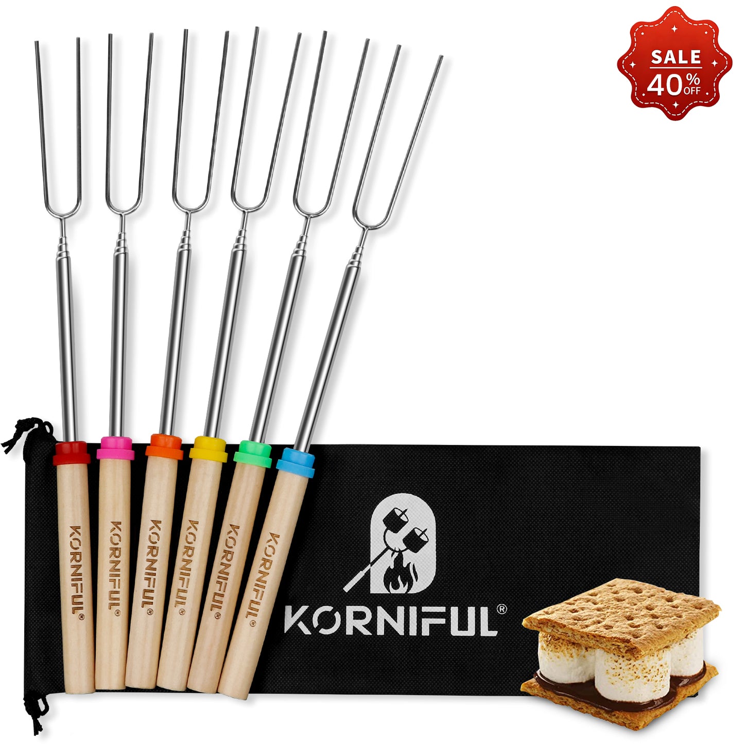 6 pack Smores Sticks for Fire Pit