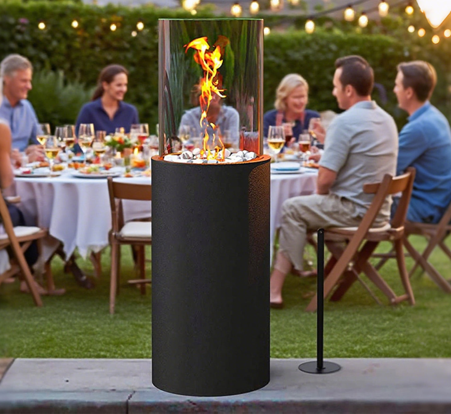 Large Standing fire Pit with Decorated Stones