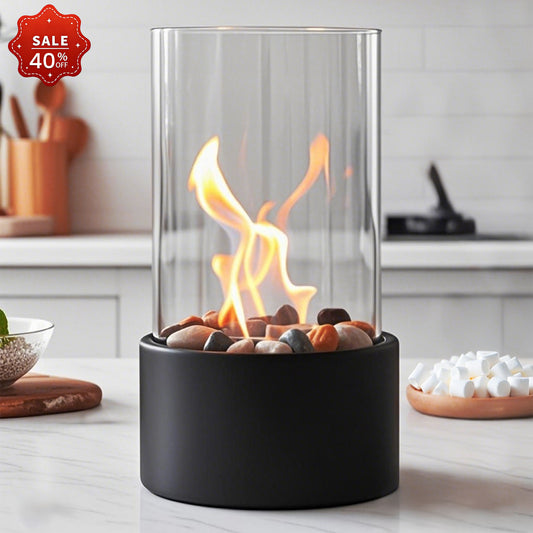 Portable Tabletop Fire Pit with Windproof Glass