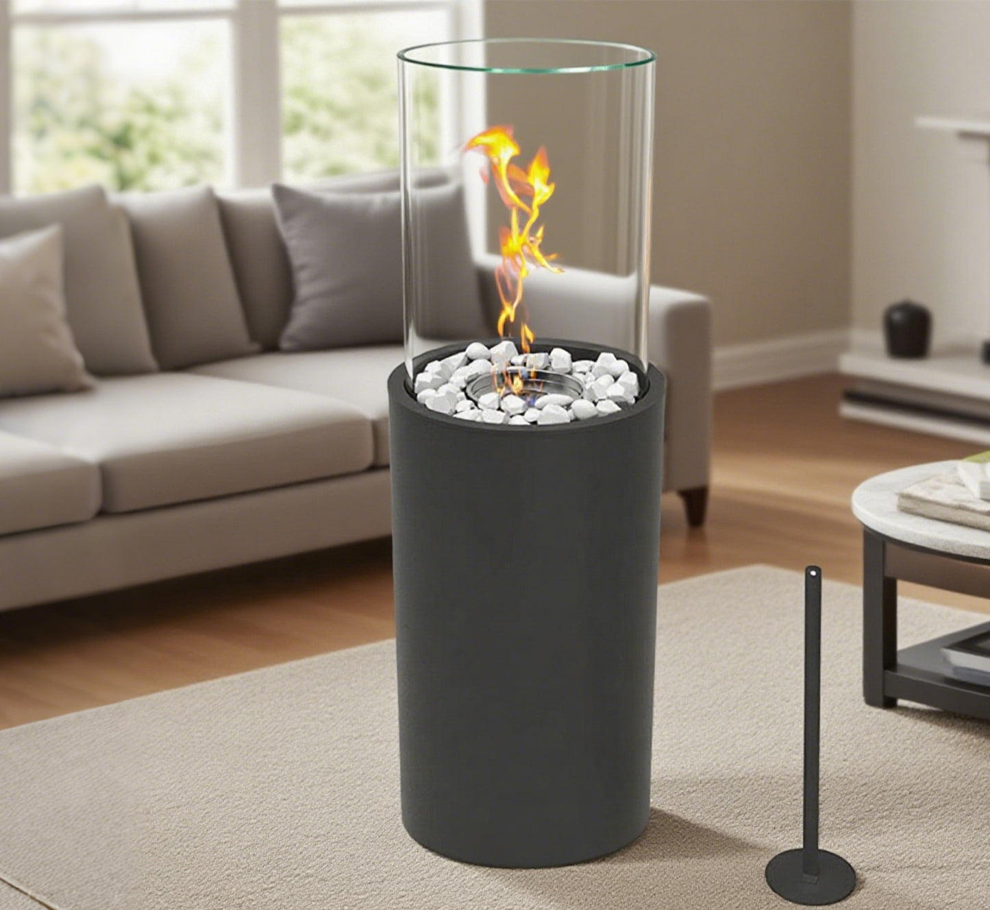 Large Standing fire Pit with Decorated Stones