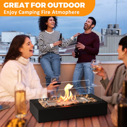 Tabletop Fire Pit with Stones Decorated
