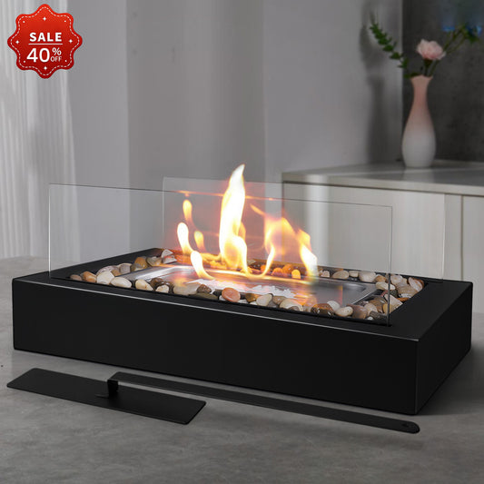 Tabletop Fire Pit with Stones Decorated