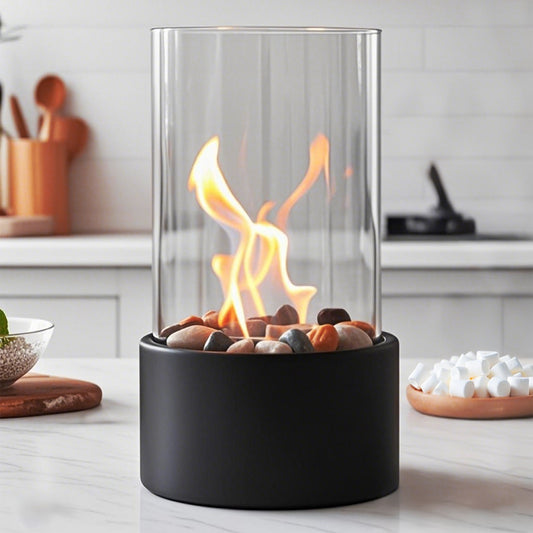 Portable Tabletop Fire Pit with Windproof Glass