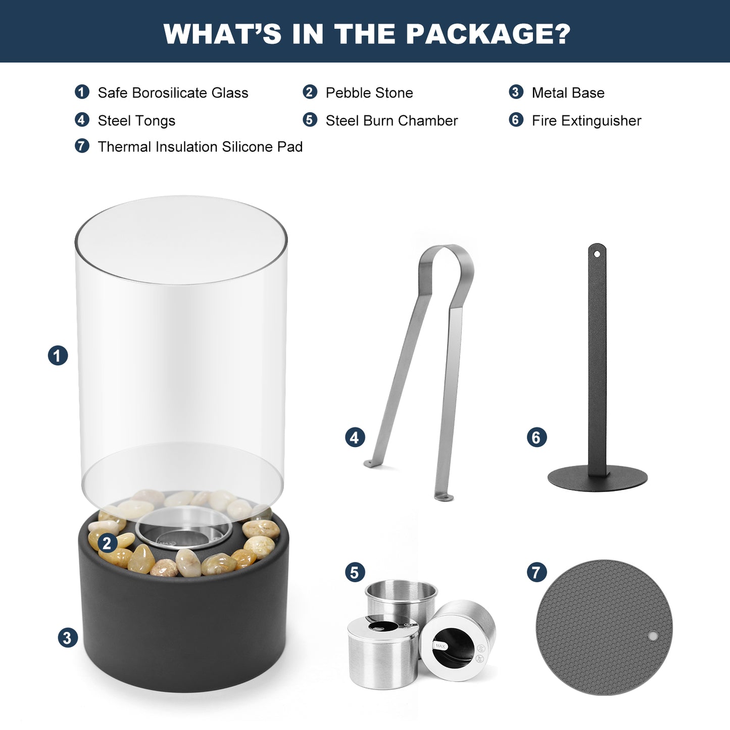Portable Tabletop Fire Pit with Windproof Glass