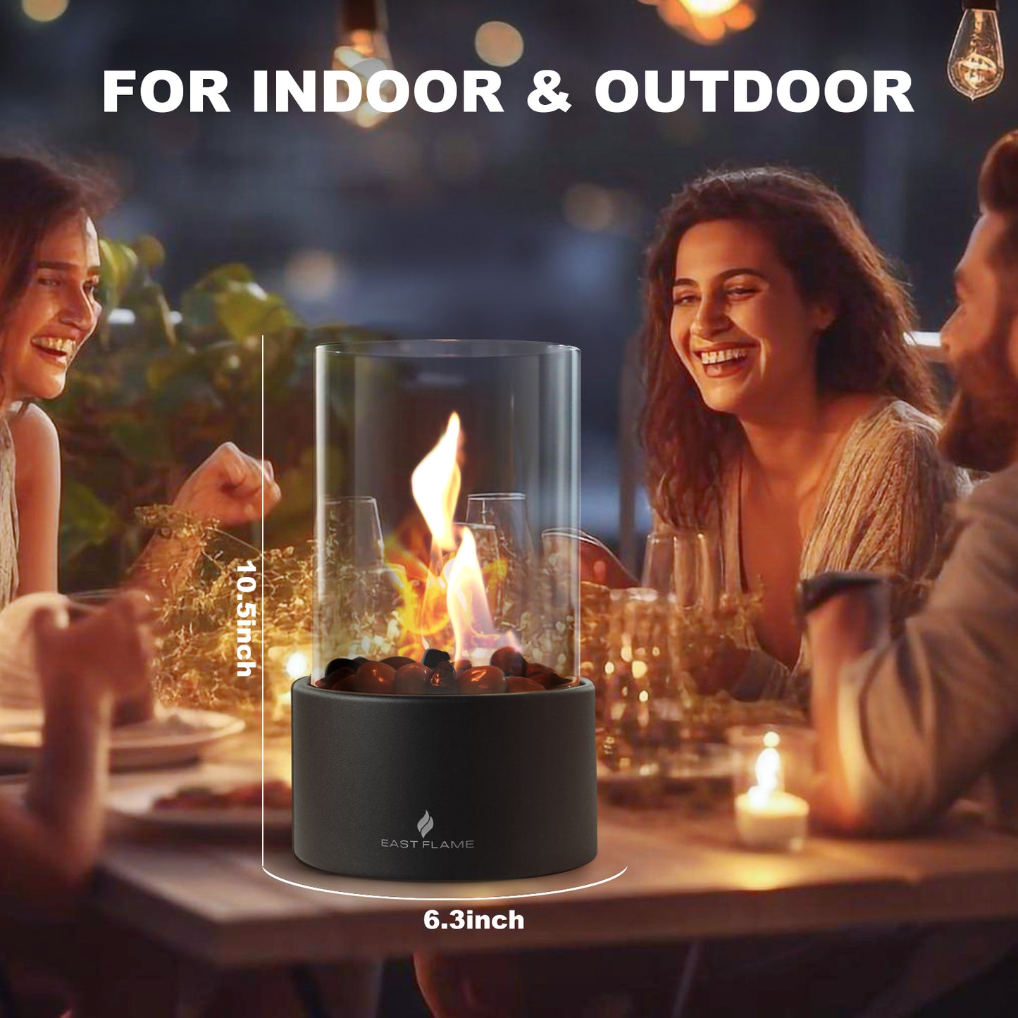 Portable Tabletop Fire Pit with Windproof Glass