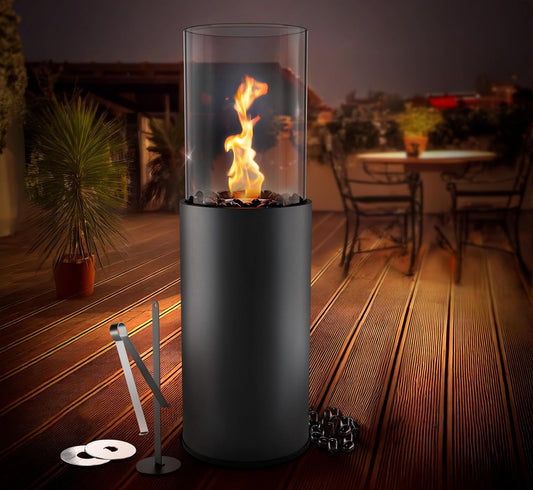 Large Standing fire Pit with Decorated Stones